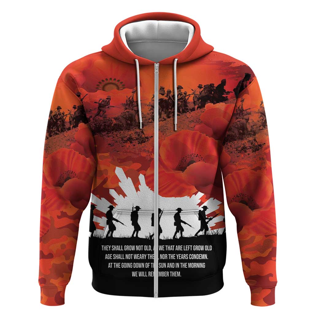 Anzac Day Gallipoli Personalised Zip Hoodie Red Poppy Flowers