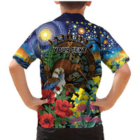Kiwi-Kookaburra Bird ANZAC Personalised Family Matching Mermaid Dress and Hawaiian Shirt Aussie Golden Wattle Poppy Flowers LT9 - Polynesian Pride