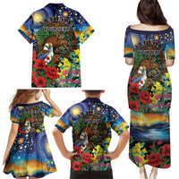 Kiwi-Kookaburra Bird ANZAC Personalised Family Matching Puletasi and Hawaiian Shirt Aussie Golden Wattle Poppy Flowers LT9 - Polynesian Pride