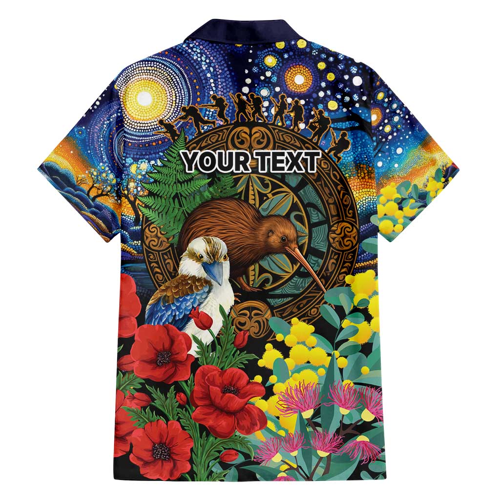 Kiwi-Kookaburra Bird ANZAC Personalised Family Matching Tank Maxi Dress and Hawaiian Shirt Aussie Golden Wattle Poppy Flowers LT9 - Polynesian Pride
