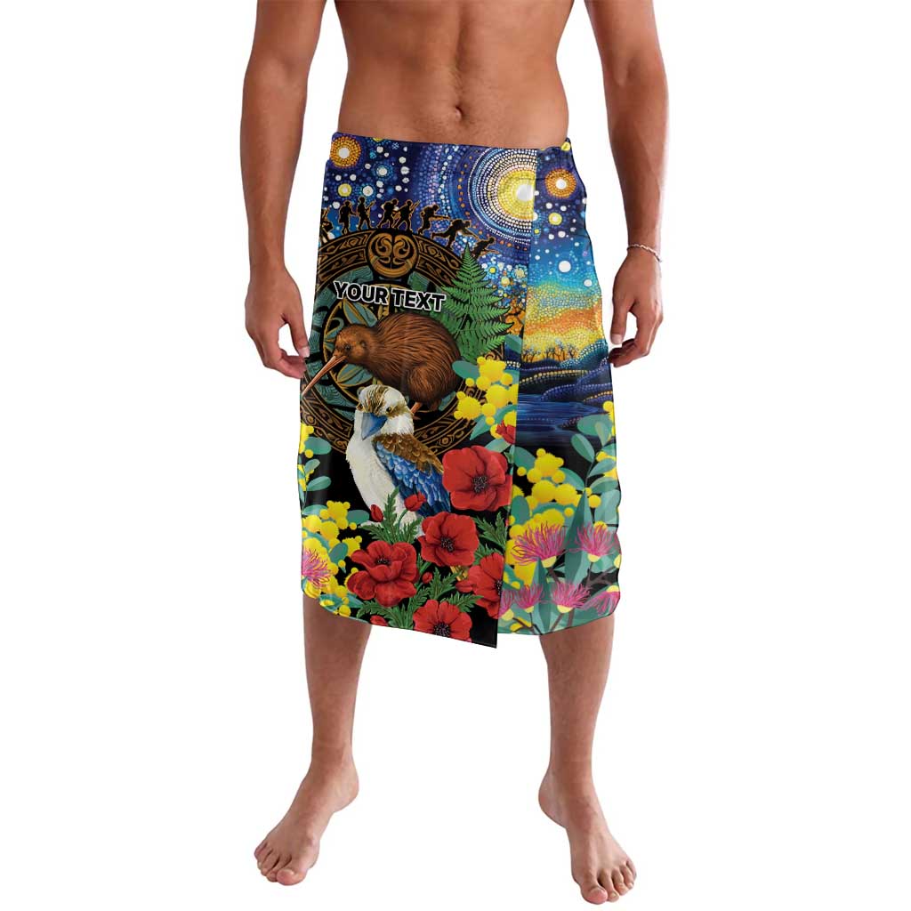 Kiwi-Kookaburra Bird ANZAC Personalised Lavalava Aussie Golden Wattle Poppy Flowers