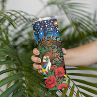 Kiwi-Kookaburra Bird ANZAC Personalised Skinny Tumbler Aussie Golden Wattle Poppy Folowers LT9 - Polynesian Pride