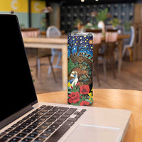 Kiwi-Kookaburra Bird ANZAC Personalised Skinny Tumbler Aussie Golden Wattle Poppy Folowers LT9 - Polynesian Pride