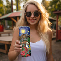 Kiwi-Kookaburra Bird ANZAC Personalised Skinny Tumbler Aussie Golden Wattle Poppy Folowers LT9 - Polynesian Pride