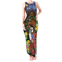 Kiwi-Kookaburra Bird ANZAC Personalised Tank Maxi Dress Aussie Golden Wattle Poppy Flowers
