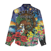 Kiwi-Kookaburra Bird ANZAC Personalised Women Casual Shirt Aussie Golden Wattle Poppy Flowers LT9 - Polynesian Pride