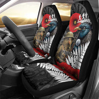 Kiwi-Tui Bird Soldier ANZAC Day Personalised Car Seat Cover Maori Silver Fern Motif LT9 - Polynesian Pride