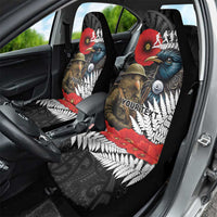 Kiwi-Tui Bird Soldier ANZAC Day Personalised Car Seat Cover Maori Silver Fern Motif LT9 - Polynesian Pride
