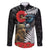 Kiwi-Tui Bird Soldier ANZAC Day Personalised Family Matching Off Shoulder Maxi Dress and Hawaiian Shirt Maori Silver Fern Motif