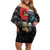 Kiwi-Tui Bird Soldier ANZAC Day Personalised Family Matching Off Shoulder Short Dress and Hawaiian Shirt Maori Silver Fern Motif