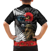 Kiwi-Tui Bird Soldier ANZAC Day Personalised Family Matching Summer Maxi Dress and Hawaiian Shirt Maori Silver Fern Motif LT9 - Polynesian Pride