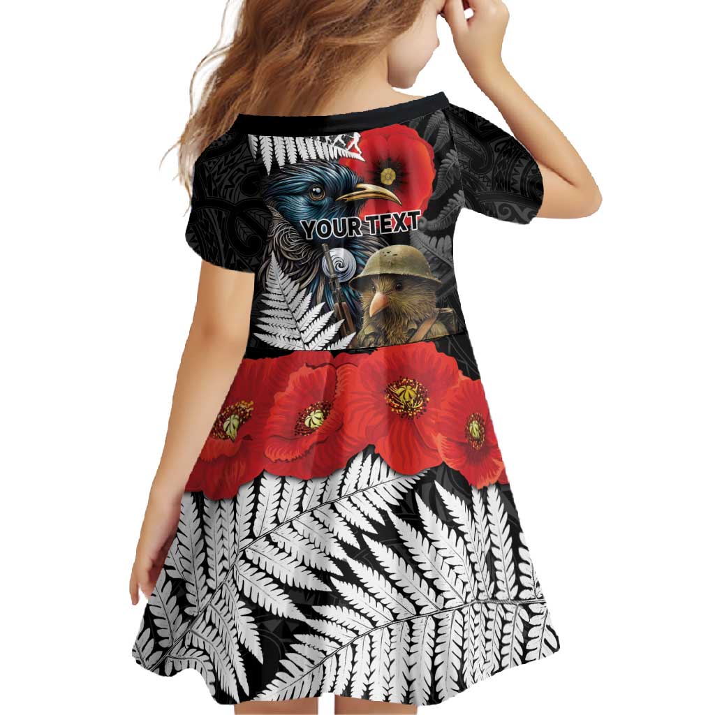 Kiwi-Tui Bird Soldier ANZAC Day Personalised Family Matching Tank Maxi Dress and Hawaiian Shirt Maori Silver Fern Motif LT9 - Polynesian Pride