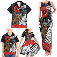 Kiwi-Tui Bird Soldier ANZAC Day Personalised Family Matching Tank Maxi Dress and Hawaiian Shirt Maori Silver Fern Motif LT9 - Polynesian Pride