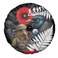 Kiwi-Tui Bird Soldier ANZAC Day Personalised Spare Tire Cover Maori Silver Fern Motif LT9 - Polynesian Pride