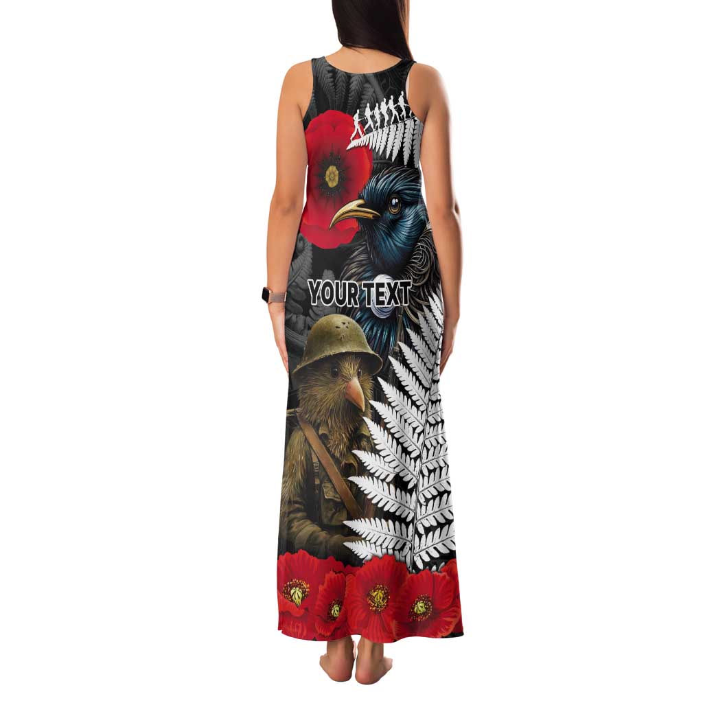 Kiwi-Tui Bird Soldier ANZAC Day Personalised Tank Maxi Dress Maori Silver Fern Motif LT9 - Polynesian Pride
