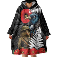 Kiwi-Tui Bird Soldier ANZAC Day Personalised Wearable Blanket Hoodie Maori Silver Fern Motif LT9 - Polynesian Pride