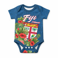 Polynesian Pride Fiji Baby Onesie Tropical Flowers and Tapa Pattern LT9 Blue - Polynesian Pride