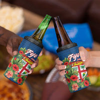 Fiji Island Tropical Flowers and Tapa Pattern 4 in 1 Can Cooler Tumbler LT9 - Polynesian Pride