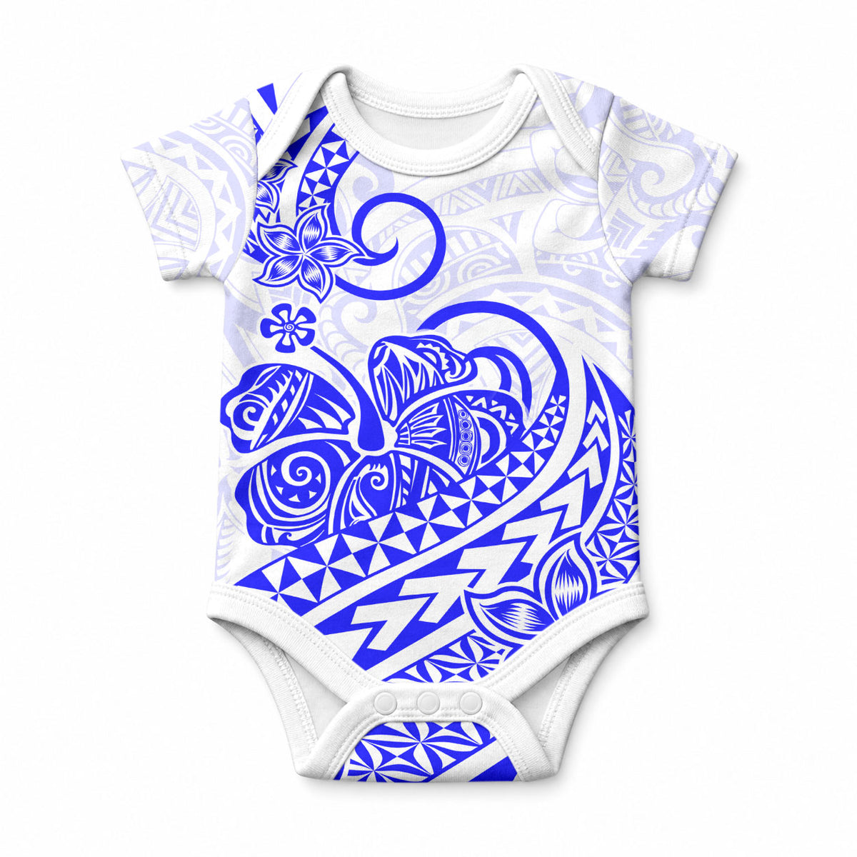 Polynesia Tribal Tattoo Blue Screen Color Baby Onesie LT9 Blue - Polynesian Pride