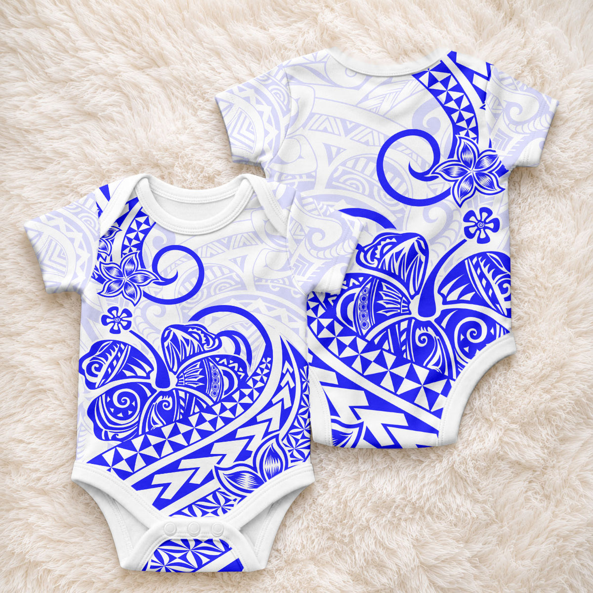Polynesia Tribal Tattoo Blue Screen Color Baby Onesie LT9 - Polynesian Pride