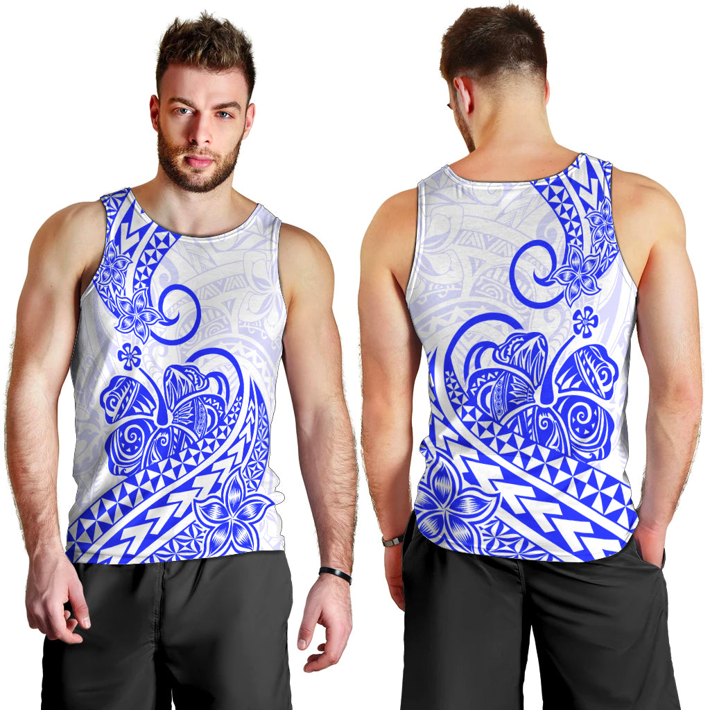 Polynesian Men Tank Top Tribal Tattoo Blue Screen Color LT9 - Polynesian Pride