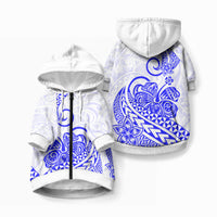 Polynesia Tribal Tattoo Blue Screen Color Pet Hoodie LT9 Zip-up Blue - Polynesian Pride