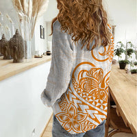 Polynesian Women Casual Shirt Tribal Tattoo Gold Screen Color LT9 - Polynesian Pride