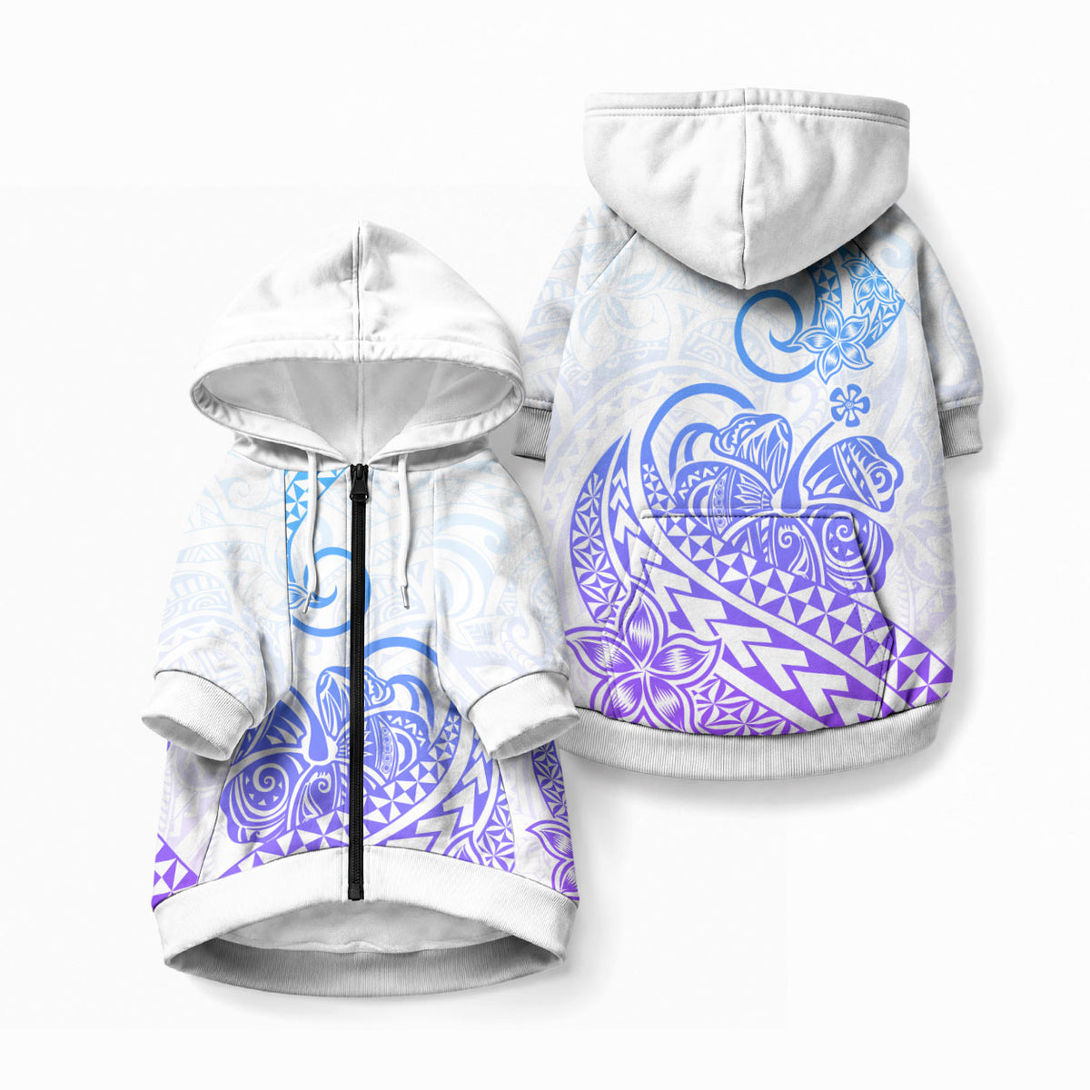 Polynesia Tribal Tattoo Gradient 04 Screen Color Pet Hoodie LT9 Zip-up Gradient - Polynesian Pride