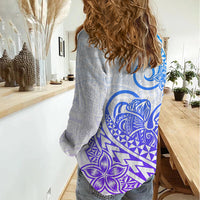 Polynesian Women Casual Shirt Tribal Tattoo Gradient 04 Screen Color LT9 - Polynesian Pride