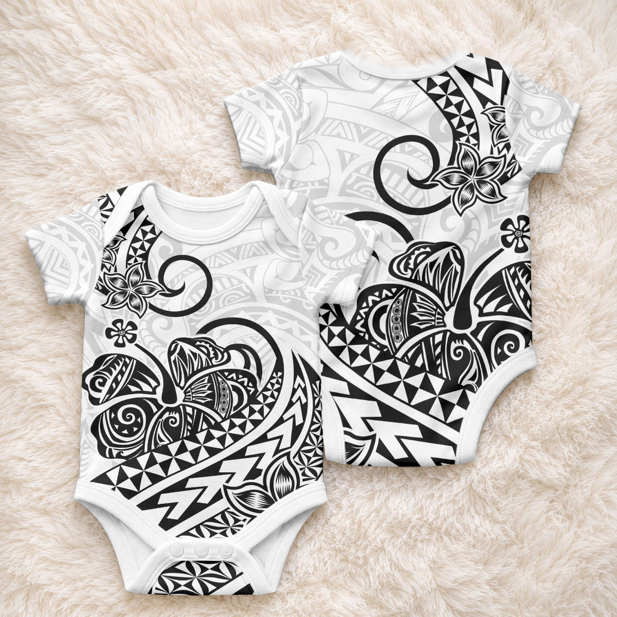 Polynesia Tribal Tattoo Black Screen Color Baby Onesie LT9 - Polynesian Pride