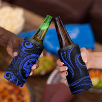 Polynesian Guam Coat of Arms 4 in 1 Can Cooler Tumbler Polynesian Tribal Tattoo Blue Version