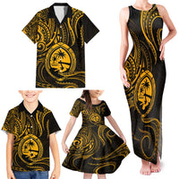 Polynesian Guam Coat of Arms Family Matching Tank Maxi Dress and Hawaiian Shirt Polynesian Tribal Tattoo Gold Version LT9 - Polynesian Pride