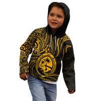 Polynesian Pride Guam Kid Hoodie With Polynesian Tribal Tattoo and Coat of Arms Gold Version LT9 - Polynesian Pride