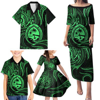 Polynesian Guam Coat of Arms Family Matching Puletasi and Hawaiian Shirt Polynesian Tribal Tattoo Green Version LT9 - Polynesian Pride