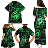 Polynesian Guam Coat of Arms Family Matching Puletasi and Hawaiian Shirt Polynesian Tribal Tattoo Green Version LT9 - Polynesian Pride