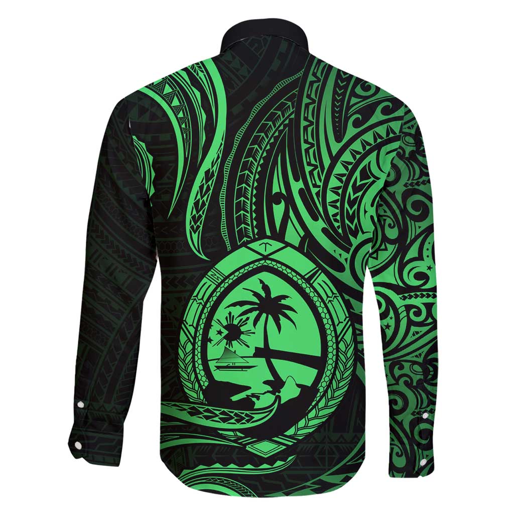 Polynesian Guam Coat of Arms Family Matching Tank Maxi Dress and Hawaiian Shirt Polynesian Tribal Tattoo Green Version LT9 - Polynesian Pride