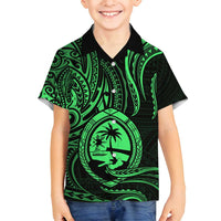 Polynesian Guam Coat of Arms Family Matching Tank Maxi Dress and Hawaiian Shirt Polynesian Tribal Tattoo Green Version LT9 Son's Shirt Green - Polynesian Pride