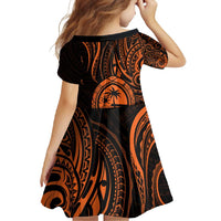Polynesian Guam Coat of Arms Family Matching Long Sleeve Bodycon Dress and Hawaiian Shirt Polynesian Tribal Tattoo Orange Version LT9 - Polynesian Pride