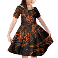 Polynesian Guam Coat of Arms Family Matching Mermaid Dress and Hawaiian Shirt Polynesian Tribal Tattoo Orange Version
