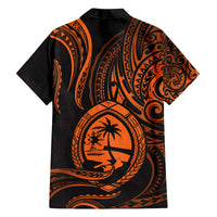 Polynesian Guam Coat of Arms Family Matching Puletasi and Hawaiian Shirt Polynesian Tribal Tattoo Orange Version LT9 - Polynesian Pride