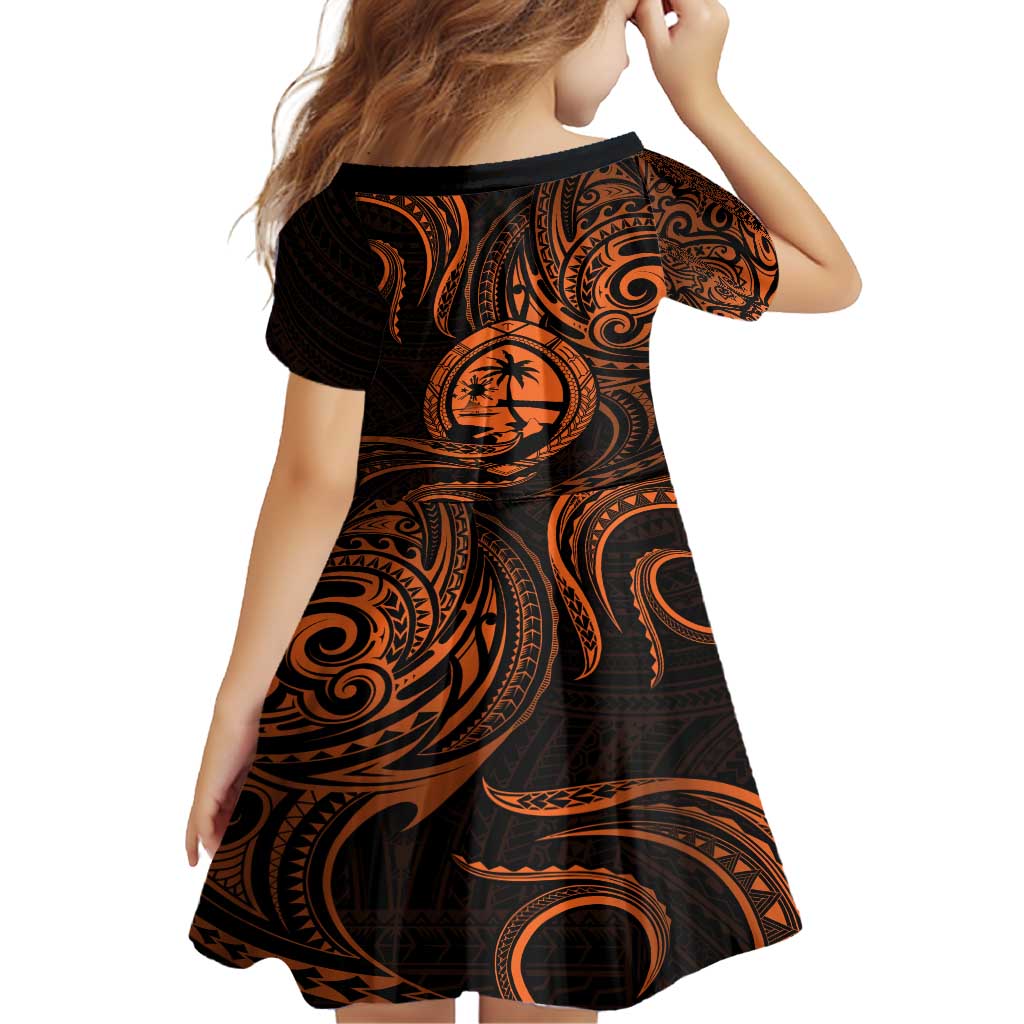 Polynesian Guam Coat of Arms Family Matching Tank Maxi Dress and Hawaiian Shirt Polynesian Tribal Tattoo Orange Version LT9 - Polynesian Pride