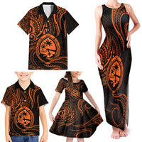 Polynesian Guam Coat of Arms Family Matching Tank Maxi Dress and Hawaiian Shirt Polynesian Tribal Tattoo Orange Version LT9 - Polynesian Pride