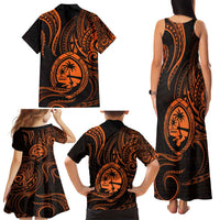 Polynesian Guam Coat of Arms Family Matching Tank Maxi Dress and Hawaiian Shirt Polynesian Tribal Tattoo Orange Version LT9 - Polynesian Pride