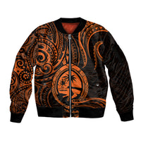 Polynesian Pride Guam Sleeve Zip Bomber Jacket With Polynesian Tribal Tattoo and Coat of Arms Orange Version LT9 Unisex Orange - Polynesian Pride