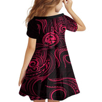 Polynesian Guam Coat of Arms Family Matching Off Shoulder Maxi Dress and Hawaiian Shirt Polynesian Tribal Tattoo Pink Version LT9 - Polynesian Pride