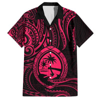 Polynesian Guam Coat of Arms Family Matching Puletasi and Hawaiian Shirt Polynesian Tribal Tattoo Pink Version LT9 Dad's Shirt - Short Sleeve Pink - Polynesian Pride