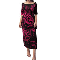 Polynesian Guam Coat of Arms Family Matching Puletasi and Hawaiian Shirt Polynesian Tribal Tattoo Pink Version LT9 Mom's Dress Pink - Polynesian Pride