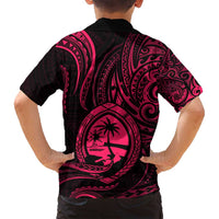 Polynesian Guam Coat of Arms Family Matching Tank Maxi Dress and Hawaiian Shirt Polynesian Tribal Tattoo Pink Version LT9 - Polynesian Pride