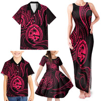 Polynesian Guam Coat of Arms Family Matching Tank Maxi Dress and Hawaiian Shirt Polynesian Tribal Tattoo Pink Version LT9 - Polynesian Pride