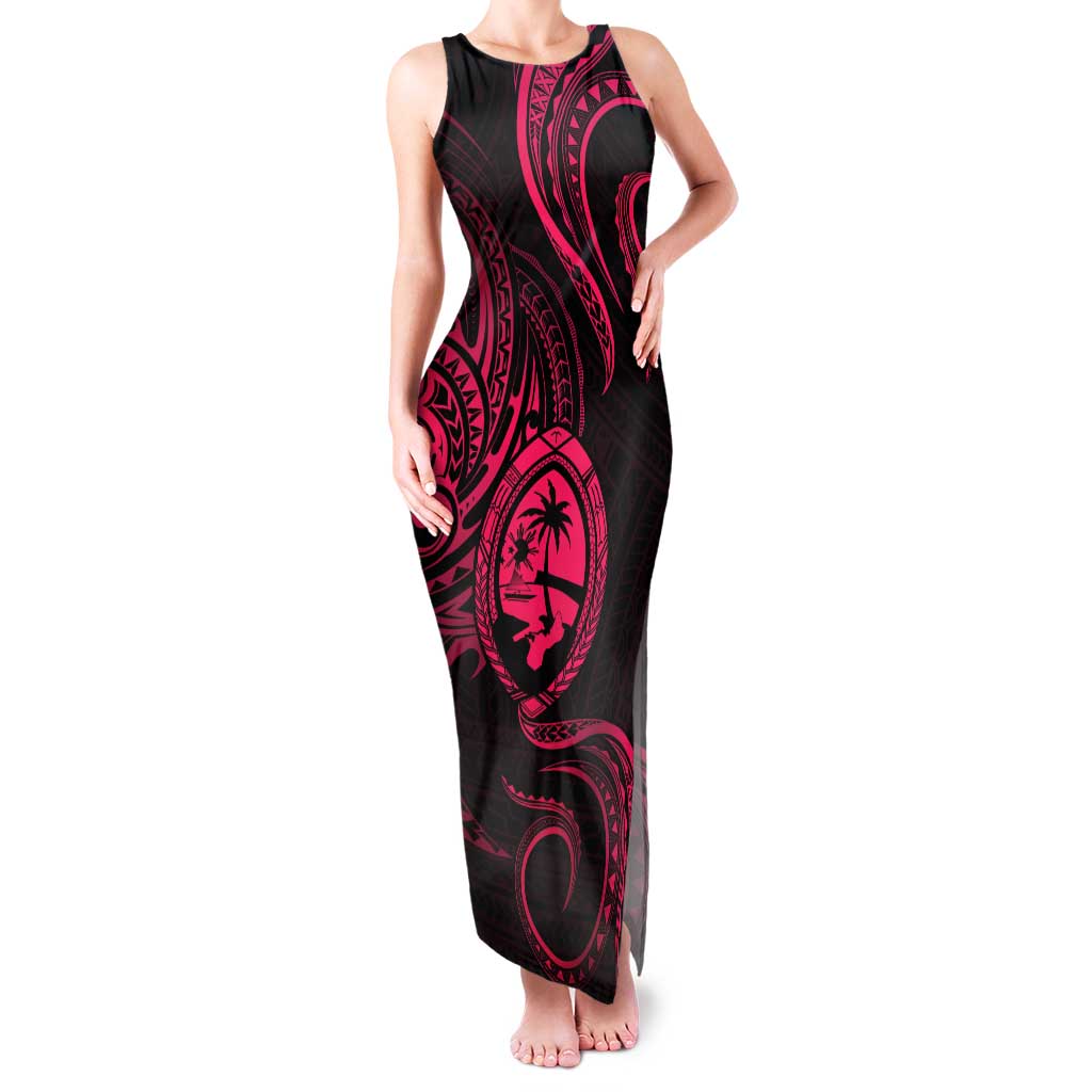 Polynesian Guam Coat of Arms Family Matching Tank Maxi Dress and Hawaiian Shirt Polynesian Tribal Tattoo Pink Version LT9 Mom's Dress Pink - Polynesian Pride